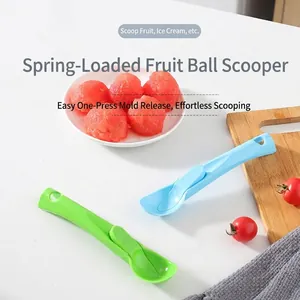 Creative plastic ice cream scoop and fruit baller with easy ejector button for kitchen