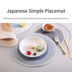 Minimalist Japanese style round woven heat-insulating placemats for dining table decor