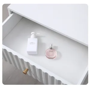 Close-up view of white textured EVA moisture-proof drawer liner in a fluted drawer