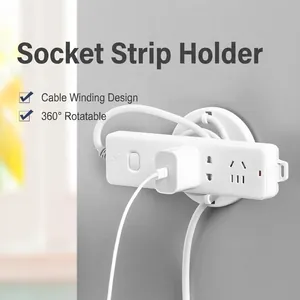 Rotatable Power Strip Holder Punch-Free Adhesive Wall Mount Socket Fixer Cable Management Organizer For Home Office Desk Wall