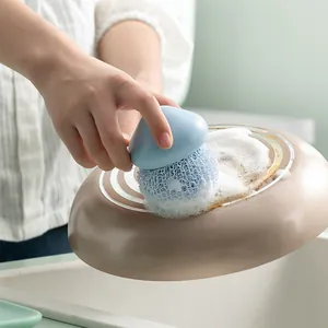 Wolkenform Küchenreinigungsbürste Mit Ergonomischem Griff Austauschbare Nylonfaser Spülbürste Für Haushaltstöpfe Geschirr