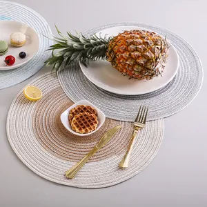Nordic round woven cotton placemat for dining table heat insulation