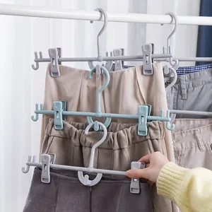 Appendiabiti per Pantaloni in Plastica Regolabili Salvaspazio Con Clip Appendiabiti per Gonne Sovrapponibili a Più Strati