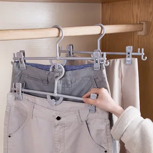 Grucce per pantaloni multistrato in plastica con clip regolabili salvaspazio
