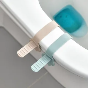 Siliconen toiletdeksel lifter set in beige en blauw voor hygiënisch optillen