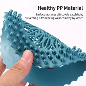 Filtro de drenaje y recogedor de pelo de PP azul flexible para baño o fregadero.