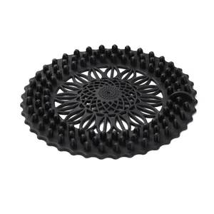 Filtro de desagüe de silicona negra con diseño de girasol para cocina y cuarto de baño
