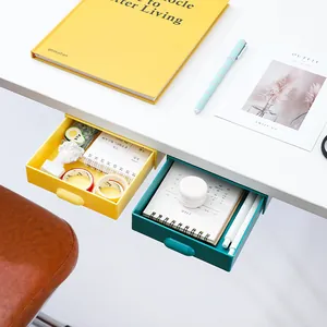 Caja de Almacenamiento con Cajón Oculto Debajo del Escritorio Organizador Adhesivo de Papelería Bandeja de Oficina Plástico ABS
