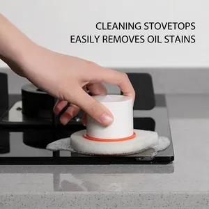 Emery Sponge Cleaning Brush With Handle Water Drop Shape For Kitchen Pot Pan Rust Removal Bathroom Bathtub Cleaning Tools