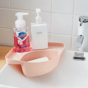 Cestello di scarico triangolare rosa per lavello, organizer per cucina e bagno.