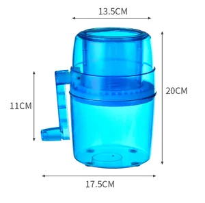 Manual blue ice shaver detail showing product dimensions of 20cm height and 17.5cm width