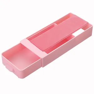 Pink under-desk hidden drawer storage box for stationery and office supplies