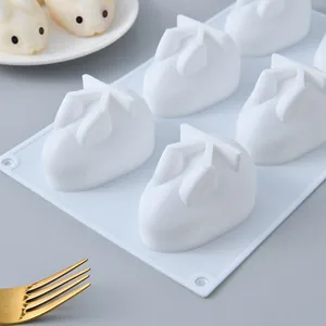 Molde de silicona profesional de 6 cavidades de conejo 3D para tartas y bombones realistas