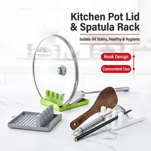 Repose-Spatule de Cuisine Moderne en PP Support de Couvercle Polyvalent Avec Tapis d'Égouttage Porte-Ustensiles Résistant