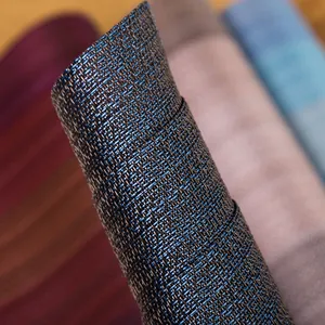 Manteles individuales de PVC tejido resistentes al calor con textura de bambú para mesa
