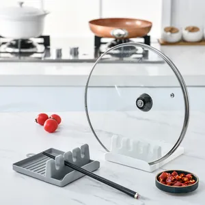 Repose-ustensiles de cuisine en plastique et porte-couvercle avec plusieurs fentes