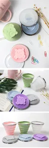 Gobelets de voyage pliables en silicone avec design d'ours mignon et bord en acier
