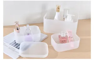 Mattierte lichtdurchlässige Schreibtisch-Aufbewahrungsboxen mit Deckel für Kosmetik