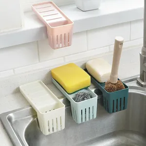 Kitchen Sink Suction Cup Drain Rack Sponge Holder Faucet Storage Hanging Basket Plastic Bathroom Organizer Rack