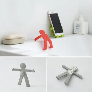 Creative flexible humanoid hugging bathroom hook and phone stand for wall mount