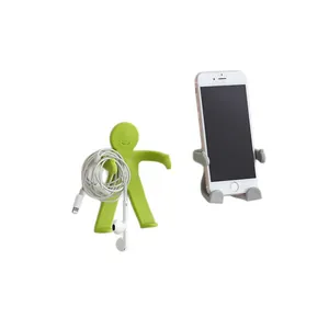 Creative flexible humanoid phone and cable holder hook for multi-purpose bathroom organization