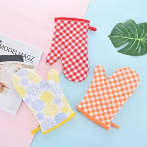 Mitaines de Four Résistantes à la Chaleur en Coton Pour la Cuisson Gants de Cuisine Isolés Épais Pour Micro-ondes Grill BBQ Avec Boucle de Suspension