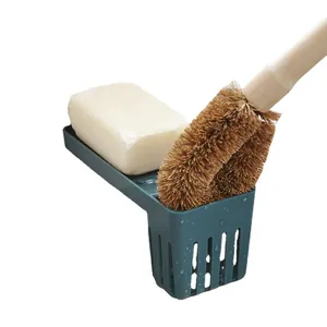 Kitchen sink drain rack and faucet storage basket for sponges and brushes on white background