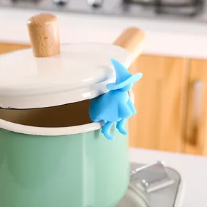 Lève-couvercle créatif en silicone bleu anti-débordement pour une cuisine sans éclaboussure