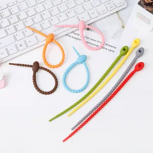 Flexible Silicone Cable Tie Adjustable Data Line Cord Organizer Reusable Winder Management Strap For Earphone USB Cable