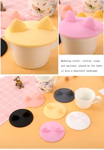 Adorable cat ear silicone cup lids in multiple colors for stylish home and office use
