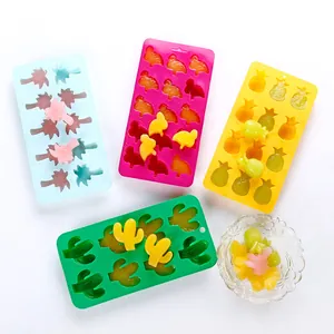 Silicone Ice Cube Tray Pineapple Cactus Penguin Coconut Tree Shapes Easy Release Flexible Ice Mold For Home Party Drink