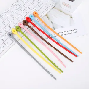Colorful silicone cable ties for cord organization and management