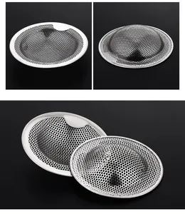 Macro detail of stainless steel sink strainer showing fine mesh and structure.