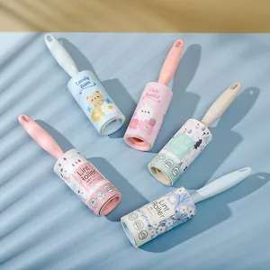 Portable cartoon lint rollers with colorful animal and floral patterns for clothes