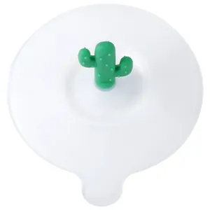 Creative cactus silicone cup lid, translucent round dustproof seal cover for mugs and tea cups