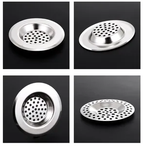Multiple views of a durable stainless steel kitchen sink strainer for anti-clogging.