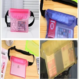Transparent PVC waterproof waist bag for swimming and drifting usage details.