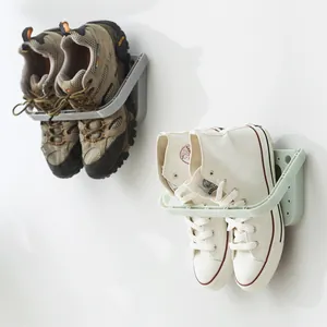 Wall Mounted Foldable Shoe Rack PP Plastic Drill Free Bathroom Slippers Storage Rack Space Saving Wall Hanging Shoes Organizer