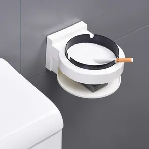 Wandmontierter Aschenbecher für Bad ohne Bohren, weißes Design mit schwarzem Einsatz