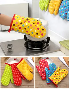 Guantes de horno resistentes al calor con lunares para horneado profesional y cocina