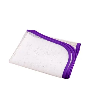 Heat-resistant mesh ironing insulation pad with purple border for fabric protection
