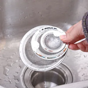 Durable stainless steel mesh sink strainers in three sizes for kitchen and bathroom drains