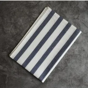 Minimalist Japanese style blue and white striped linen placemat for home dining décor