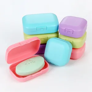 Portable colorful travel soap cases with sealing lids in various sizes and shapes