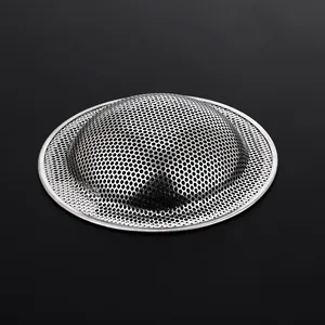 Round stainless steel sink strainer with micro-perforated mesh for kitchen and bathroom.