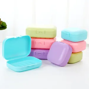 Colorful portable travel soap box set with sealing lid and drainage grid design