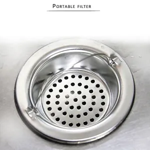 Stainless Steel Kitchen Sink Strainer With Portable Handle Bathroom Sewer Filter Mesh Stopper Anti-Clogging Drain Basket