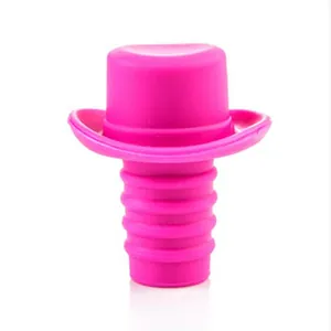 Creative magenta top hat shaped food-grade silicone wine bottle stopper for fresh sealing