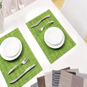 Detailed view showing the woven texture and color swatches of heat-resistant table placemats