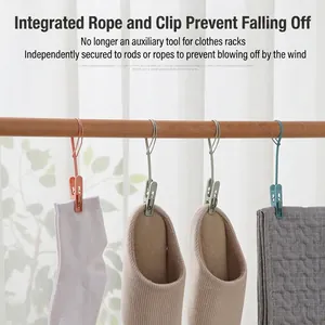 Pinzas para ropa de plástico portátiles con lazos para colgar integrados